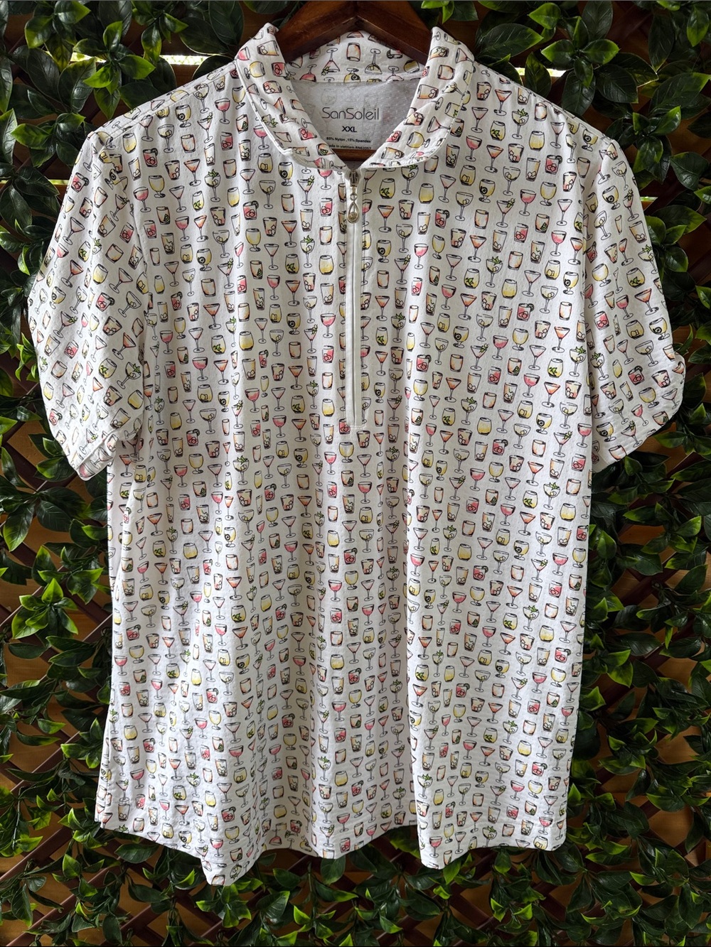 San Soleil UV 50 + Cooling Short-Sleeve Polo with Drink Print